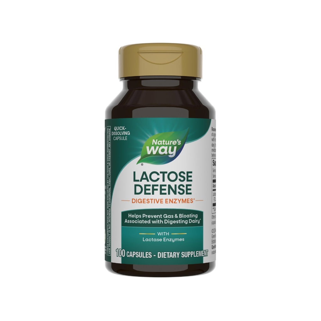 Nature 's Way Lactose Defense, fordøjelsesenzymer *, Understøtter fordøjelsen af Dairy *, 690 mg lactase per 3 - Capsule Serving, 100 kapsler (Packaging May Vary)