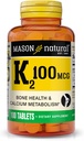 MASON NATURAL Vitamin K2 100 mcg med kalcium, understøtter ben, hjerte og muskel sundhed, 100 tabletter