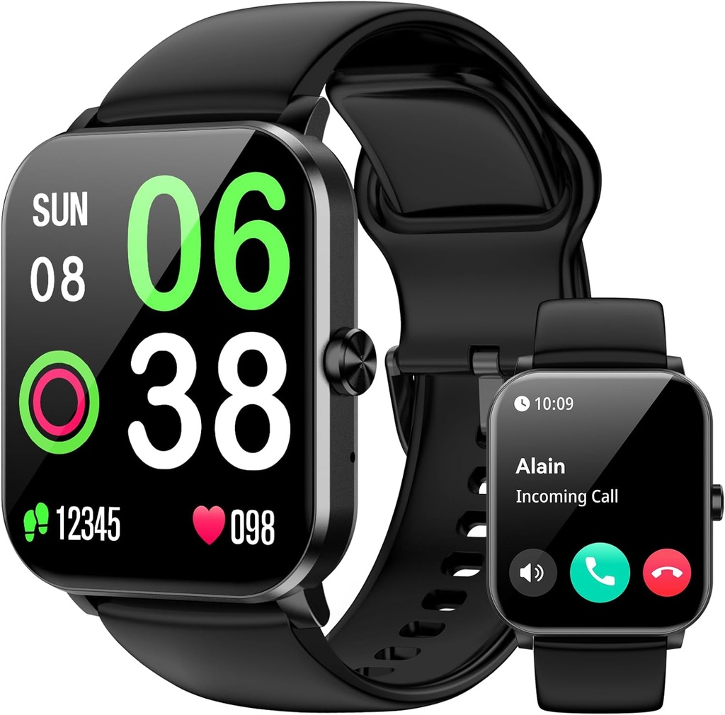 Smart Watch, Smartwatches til mænd kvinder, 1,85 "HD Fitness Tracker (svar / gør opkald), 120 + Sport Modes, Heart Rate / Sleep Monitor, IP68 Vandtæt Fitness Watch, Smartwatch til Android iOS