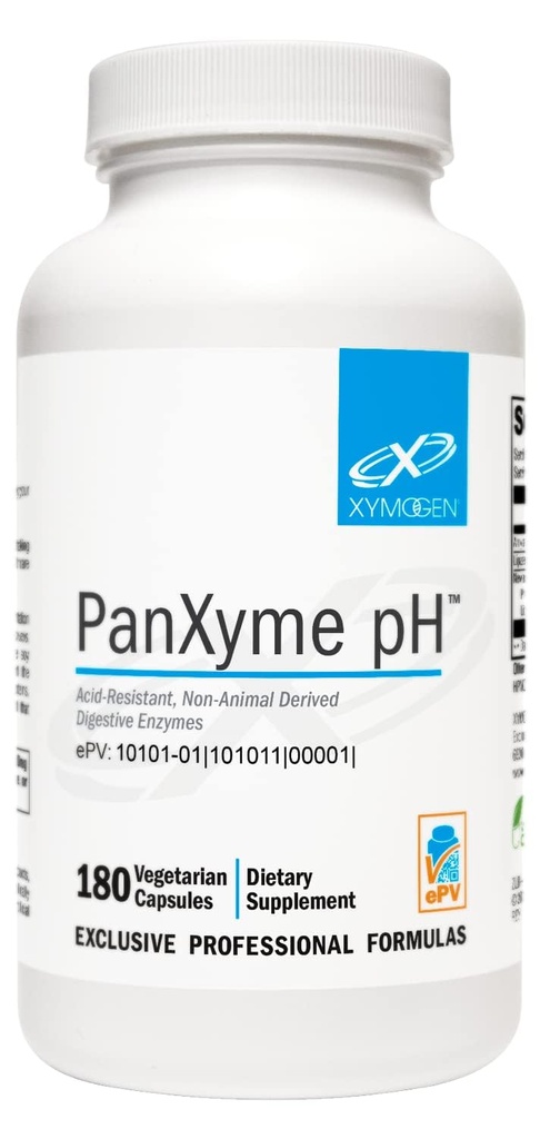 XYMOGEN PanXyme pH - fordøjelsesenzymer til Gut Health - Amylase, Lipase og Protease Enzyme supplement - Gut Health Kosttilskud til fordøjelsesstøtte - Gluten Free + Vegan (180 kapsler)
