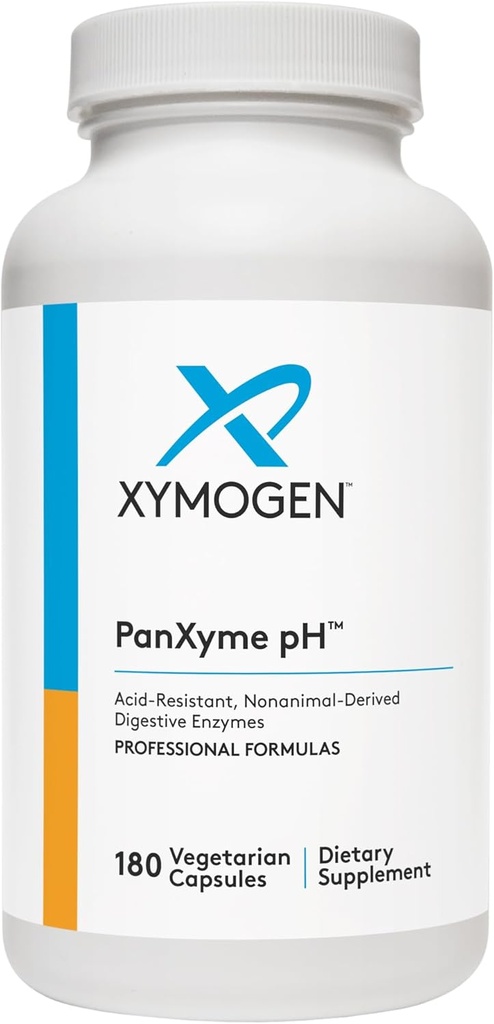 XYMOGEN PanXyme pH - fordøjelsesenzymer til Gut Health - Amylase, Lipase og Protease Enzyme supplement - Gut Health Kosttilskud til fordøjelsesstøtte - Gluten Free + Vegan (180 kapsler)
