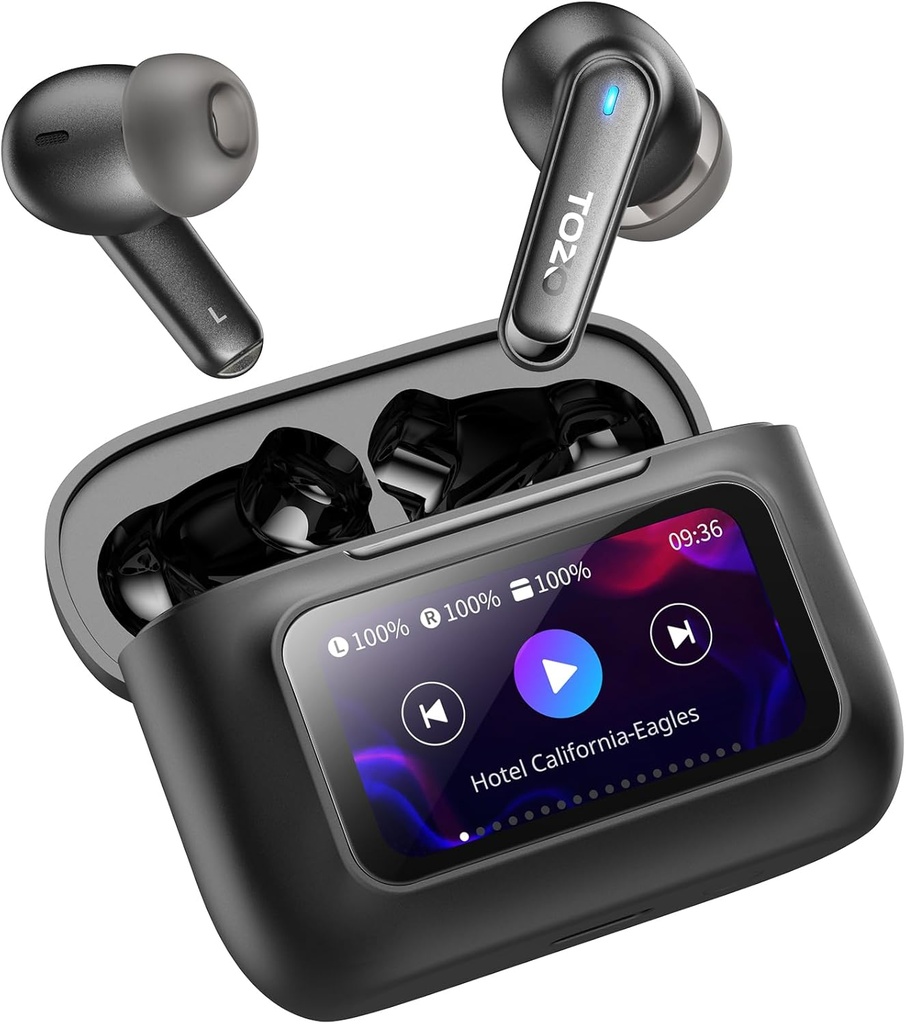 TOZO ColorPods Trådløse Earknopper med Touch Screen Aktiv Støj Annullering Ear Bud 4 Mics ENC Clear Call Deep Bass i Ear Bluetooth 5.4 Hovedtelefon lang legetid IPX6 Vandtæt 32 EQs via APP