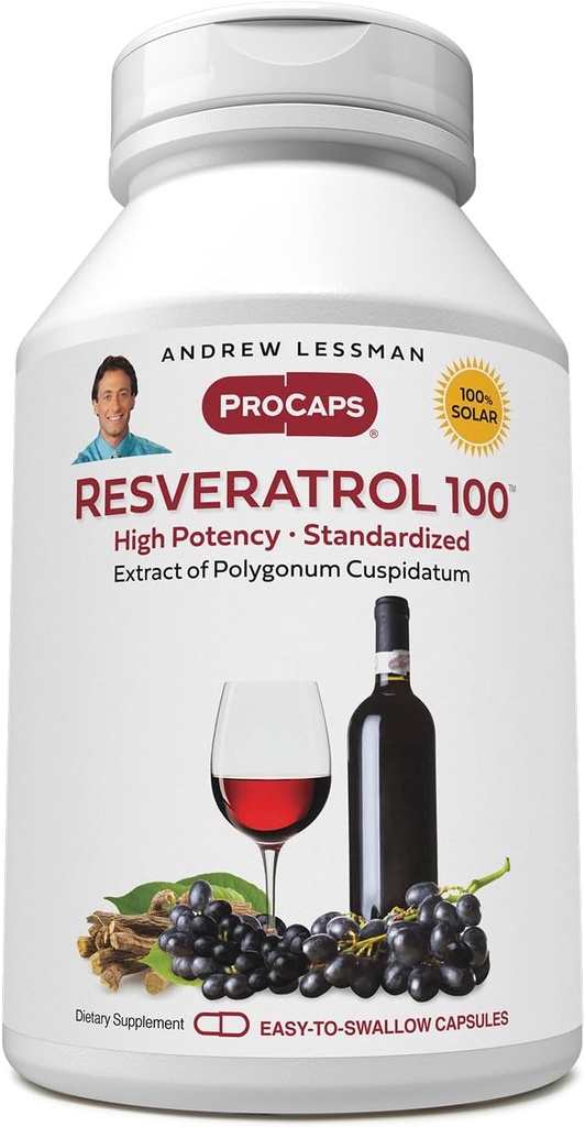 ANDREW LESSMAN Resveratrol- 100mg - 30 kapsler - Red Wine 's Beneficial, naturligvis Occurring Antioxidant, Uden alkohol. Tilsætningsstof fri