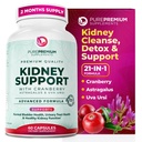PurePremium Nyre Support Supplement - Nyre Rengøring Detox & Reparation med Cranberry Extract & Astragalus - 21-in-1 Kompleks Understøtter normale Brege, Urinære Tract & Nyrer Sundhed - 60 dages forsyning