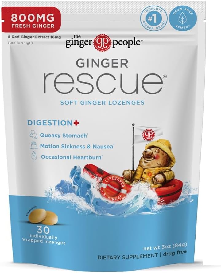 The Ginger People Ginger Rescue fordøjelsesbesvær Wellness Lozenges (Soft); Extra Strength - 800mg