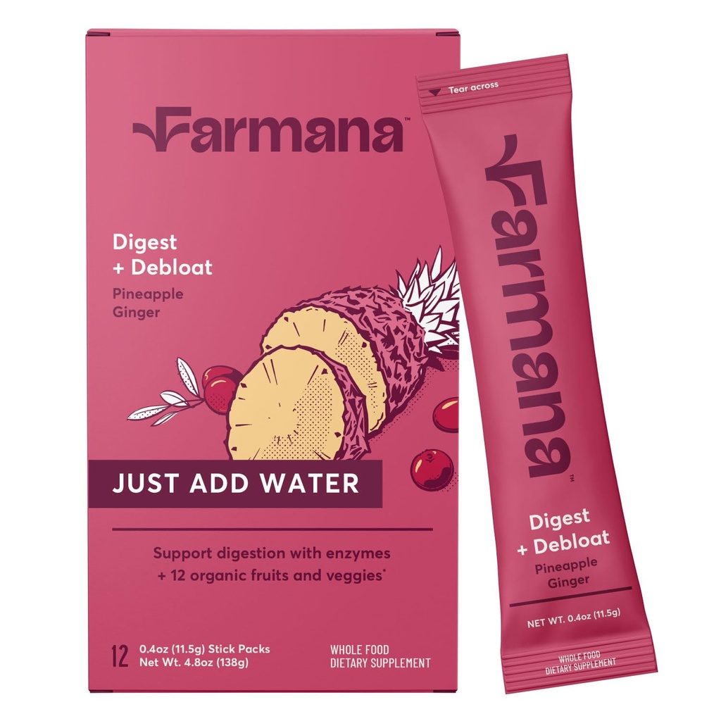 Debloating og daglig fordøjelse drikke mix - Anti- Bloating og Gut sundhed supplement med fordøjelsesenzymer, Prebiotika, og økologiske superfødevarer - Detox og Debloat - Ananas Ginger Flavor