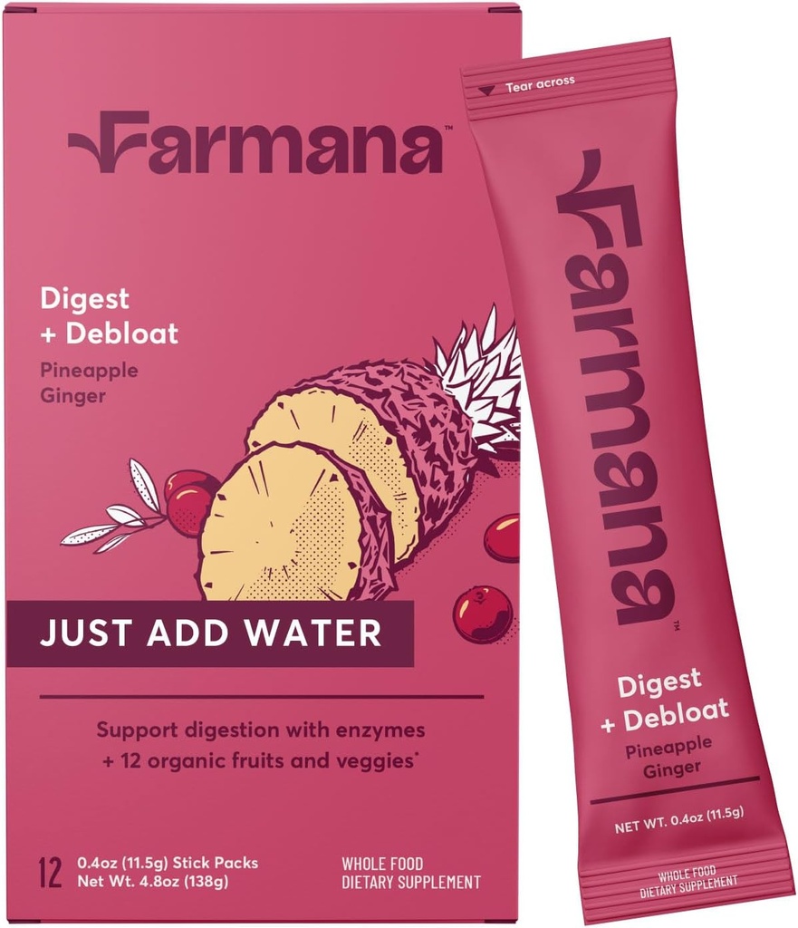 Debloating og daglig fordøjelse drikke mix - Anti- Bloating og Gut sundhed supplement med fordøjelsesenzymer, Prebiotika, og økologiske superfødevarer - Detox og Debloat - Ananas Ginger Flavor