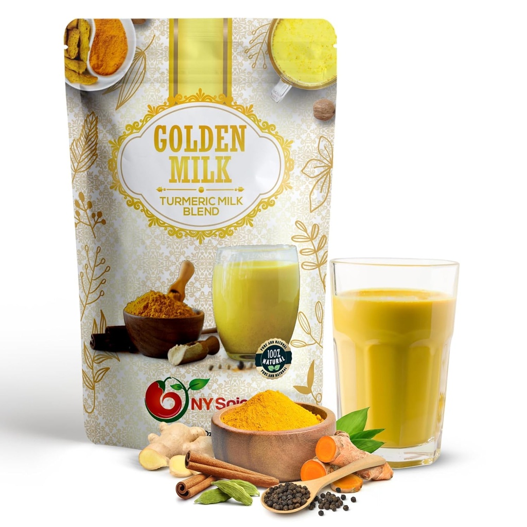 NY SPICE SHOP Golden Milk Superfood Powder - 1 Pund Instant Latte Mix Superfood med gurkemeje - Superfood Blend of gurkemeje, kanel, Ginger, Black Pepper, Nutmeg, Green Cardamom