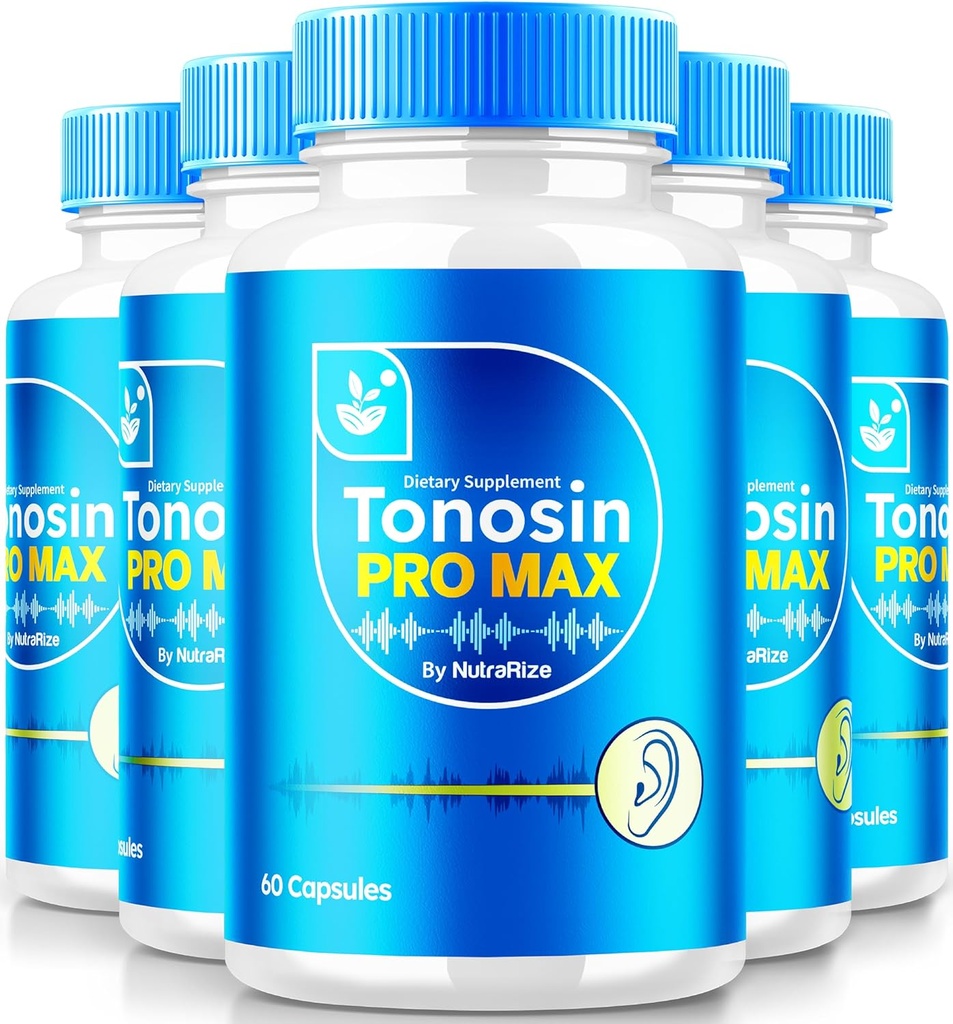 NutraRize (5 Pack) Tonosin Pro Max Kapsler, Official Ear Health Formel, All- Natural Supplement til Promote Indre Øre Sundhed, Premium hørelse support, TonosinProMax Anmeldelser (300 Kapsler)