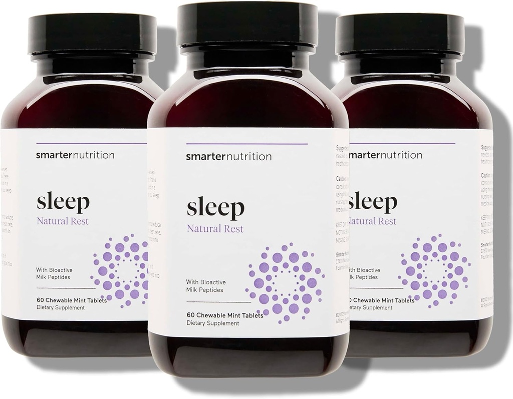 Smarter Nutrition Smarter Sleep Melatonin Opløselige tabletter 4, 5 mg + Natural Clinically Proven Lactium ® til Sleep & Stress Support - Mint Flavor Melatonin tabletter - Non- GMO- 180 Greve [90- Day Supply]