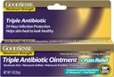 GoodSense Maksimum Styrke Triple Antibiotisk Salve plus Smerte Relief - Lindrer smertelige kapper, Scrapes og Burns, Forebyggende Infektion, Førstehjælp Antibiotisk, Ekstern Analytisk, 1 oz