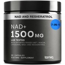 Toniiq NAD + Supplement 1500mg - Ultra High Strength NAD supplement med klinisk undersøgte ingredienser med Patenteret RiaGev- WS ™, Resveratrol, og Niacin - 60 kapsler