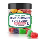 Hamp Emu Hamp Gummies for Sleep - Fall Asseep Hurtigere, Stay Asseep Længere - 10mg Melatonin + Premium Hemp Extract, 2 Gummies Per Serving - 60 Grey Fruit Flavored Gummies