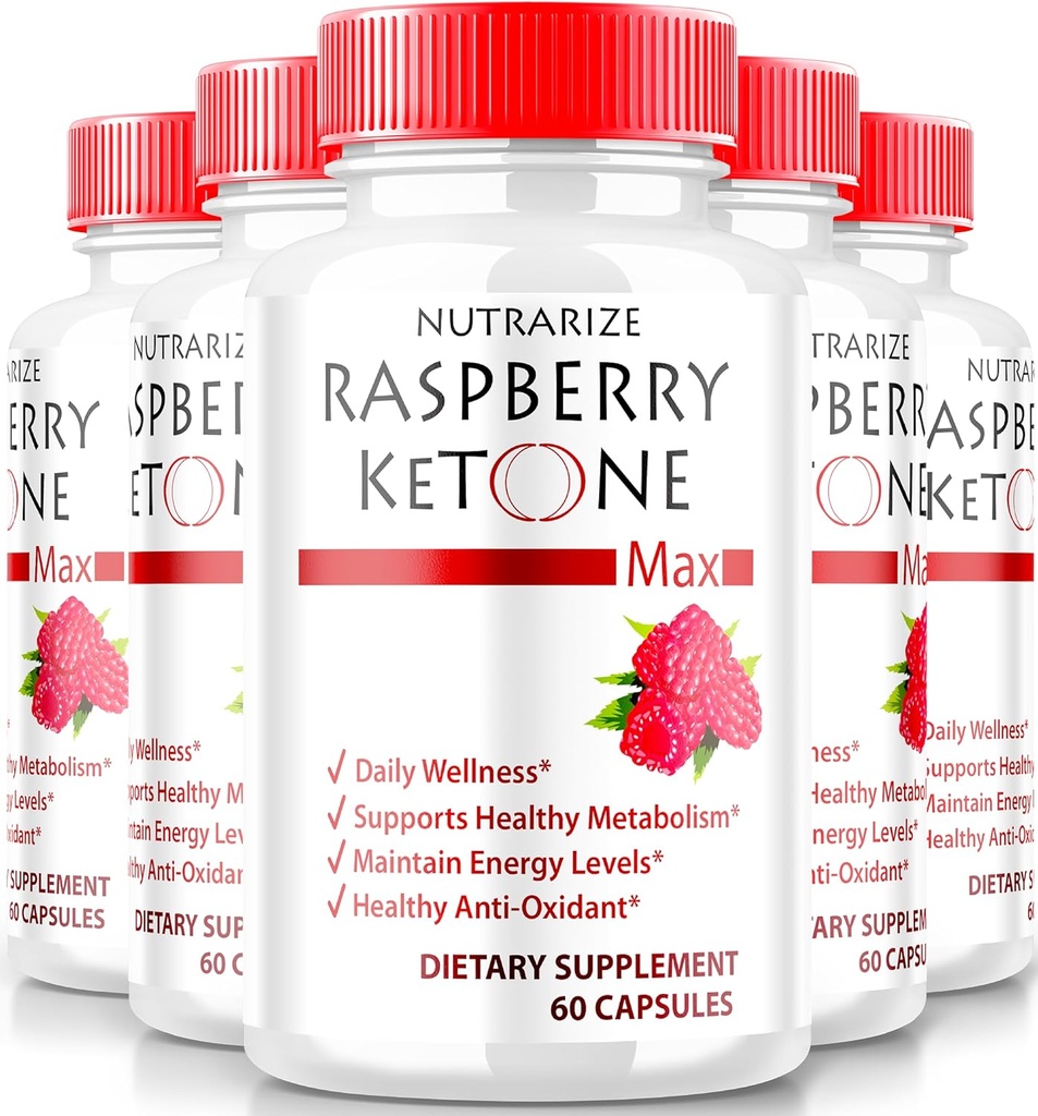 (5 Pack) RaspberryKetone kapsler, Official Raspberry Ketone For vægttab, All- Natural Keto Formel til at låse din krop og fitness mål, RaspberryKetone 1200MG tillæg, Anmeldelser (300 Kapsler)
