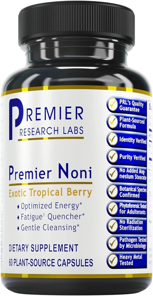 Premier Research Labs Premier Noni - Organic Noni Kapsler, Noni Fruit Powder Pills, Noni Extract Supplement for Gut Health, Energy & Immune Health Support - 60 Vegetariske Kapsler