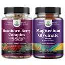 Nature Craft Bundle of Extra Strength Hawthorn Berry Capsules - Extract fordøjelse og hjerte sundhed supplement og Pure Magnesium Glycinate 400mg Per Servering for Mood Sleep og Afslapning
