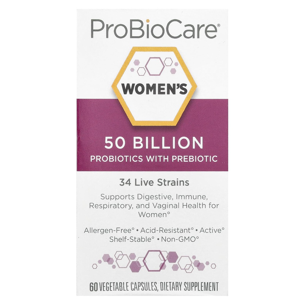 Probiotisk for kvinder - Med 50 milliarder CFU 'er til maksimal effekt - understøtter fordøjelsessundhed, fremmer vaginal wellness, og forbedrer immunfunktion (60 vegetabilske kapsler)