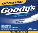 Goody 's Hovedpine Powder Extra Strength Pain Relief, Triple Action Hovedpine Relief med Aspirin, Acetaminophen & Koffein, 24 Tæl