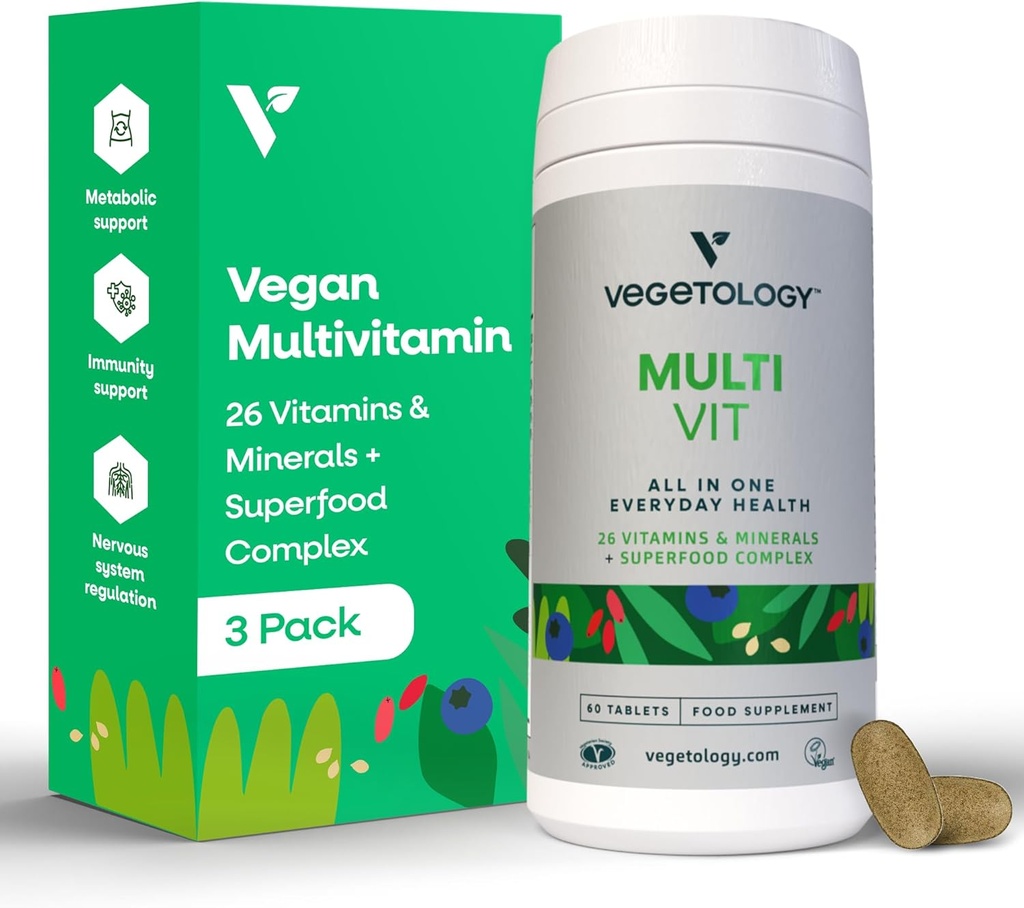 Multivitamin supplement, Vegan Multivitaminer, 26 Vitamin & Mineraler til Metabolic & immunforsvar - Multivitamin til kvinder og mænd (3 Pack)