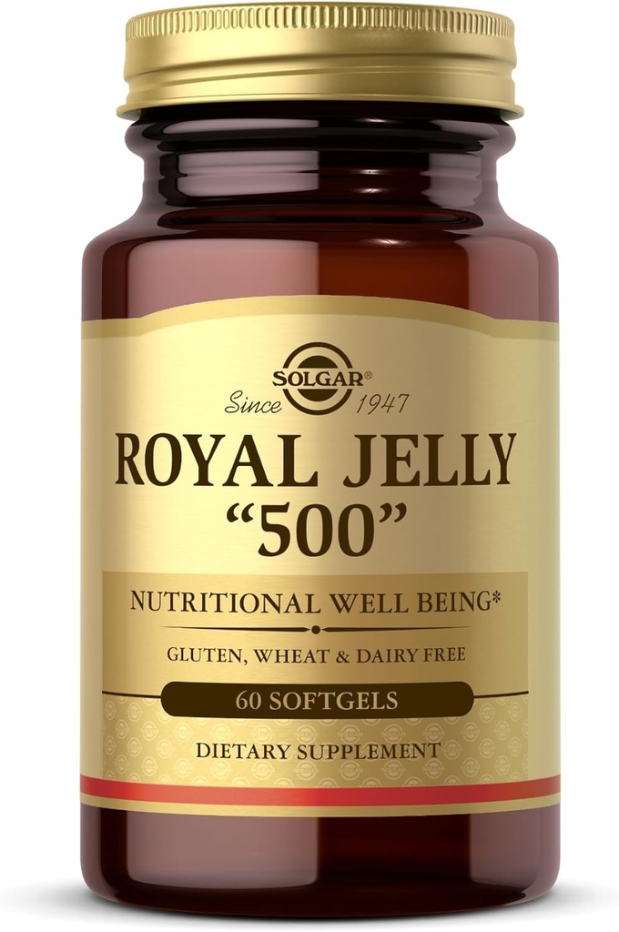 Solgar Royal Jelly "500" - 60 Softgels - Gluten Free, Dairy Free - 60 Servere