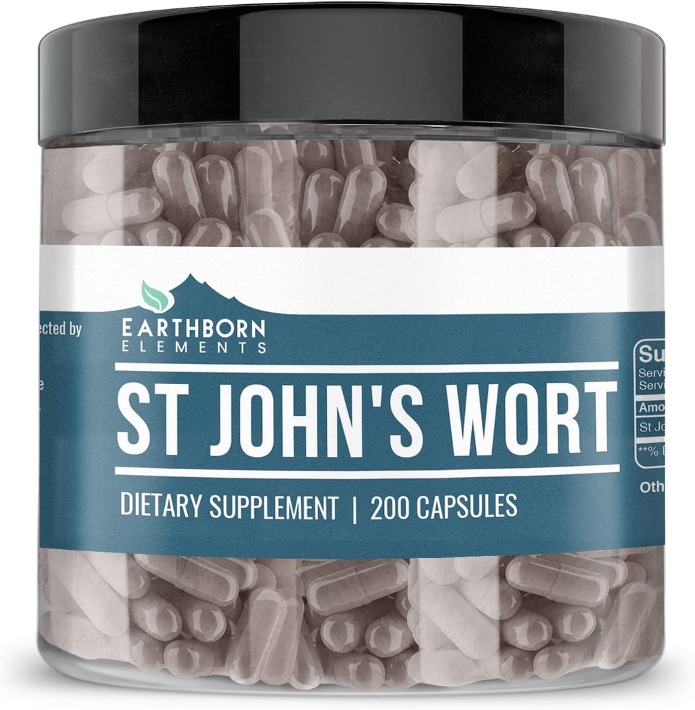 Earthborn Elements St. John 's Wort 200 Kapsler, Pure & Ufortyndet, Ingen tilsætningsstoffer