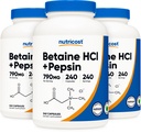 Nutricost Betaine HCl + Pepsin 790mg, 240 kapsler, 3 flasker (720 kapsler)