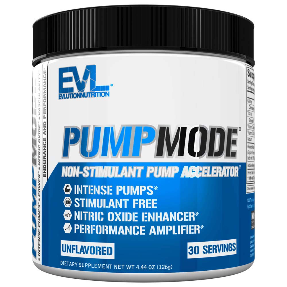 EVL PumpMode Nitrooxide Supplement - Nitrooxide Booster Pump Pre Workout Pulver med Glycerol og Betain for Muscle Recovery Growth and Endurance - Stim Free Pre Workout Drikke (Unflavored)