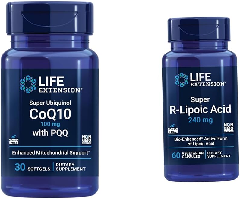 Life Extension Super Ubiquinol CoQ10 med PQQ, CoQ10, PQQ, shilajit, Heart Health & Super R- Lipoic Acid - Longevity supplement til oxidativ stress forsvar