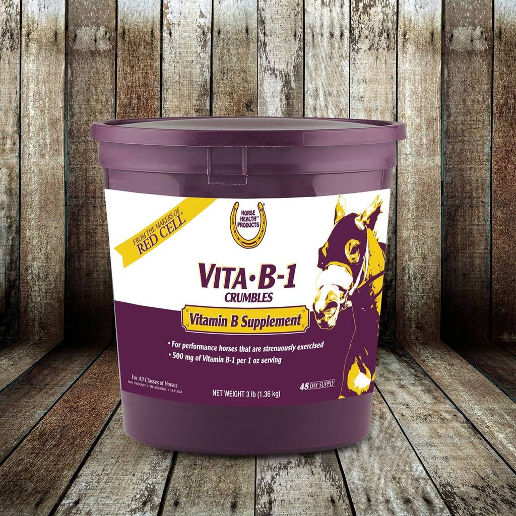Farnam Horse Health Vita B-1 Crubbles Supplement til heste, Understøtter optimal muskelaktivitet og stofskifte for ydeevne, 3 pounds, 48 dages forsyning