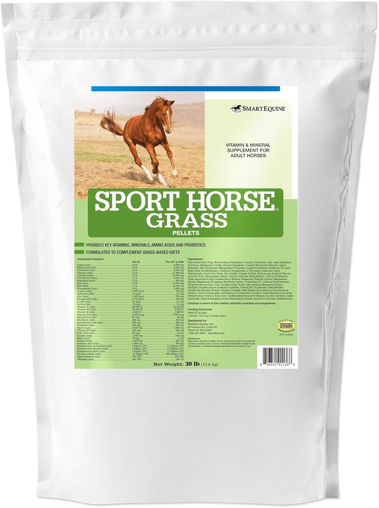 Sport Grass Pellets ttesmå 124; Horse Probiotika, Prebiotika, Vitamin & Minerals, Horse Vitamin E supplement til Atlete Equines ttesmå 124; Giver Amino Acid til Muscle Support