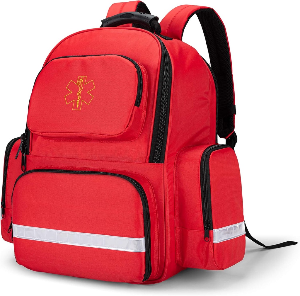 Trunab First Responder Bag Trauma rygsæk Tom, Medical Emergency Kits Storage Jump Bag Pack til EMT, EMS, Politi, Brandmænd, Sikkerhedsfolk - Patenteret Design Red