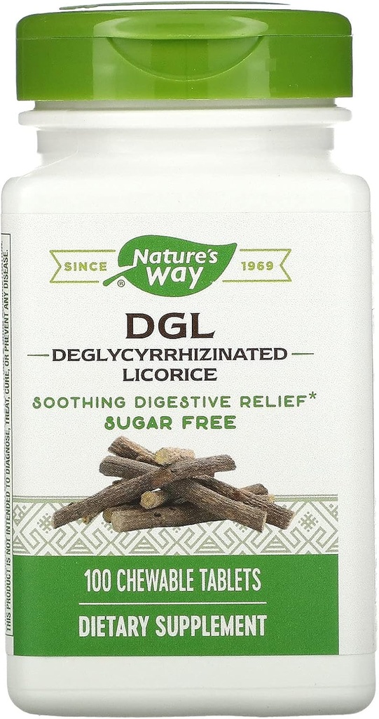 Nature 's Way, DGL (without Fructose), 100 tyggetabletter