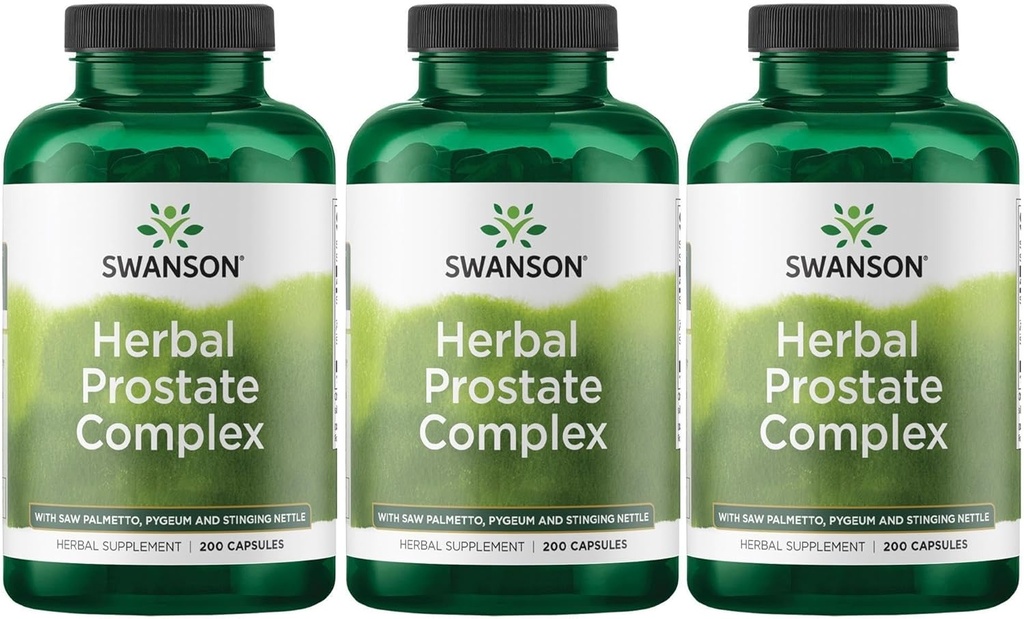 Swanson Herbal Prostate Complex - Herretillæg - funktioner Pygeum, Saw Palmetto & Stinging Nitle - (200 kapsler) (3 Pack)