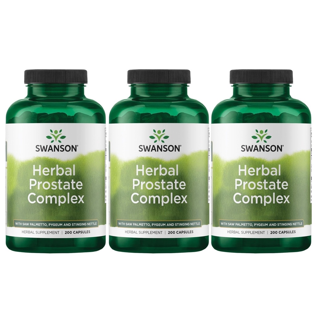 Swanson Herbal Prostate Complex - Herretillæg - funktioner Pygeum, Saw Palmetto & Stinging Nitle - (200 kapsler) (3 Pack)