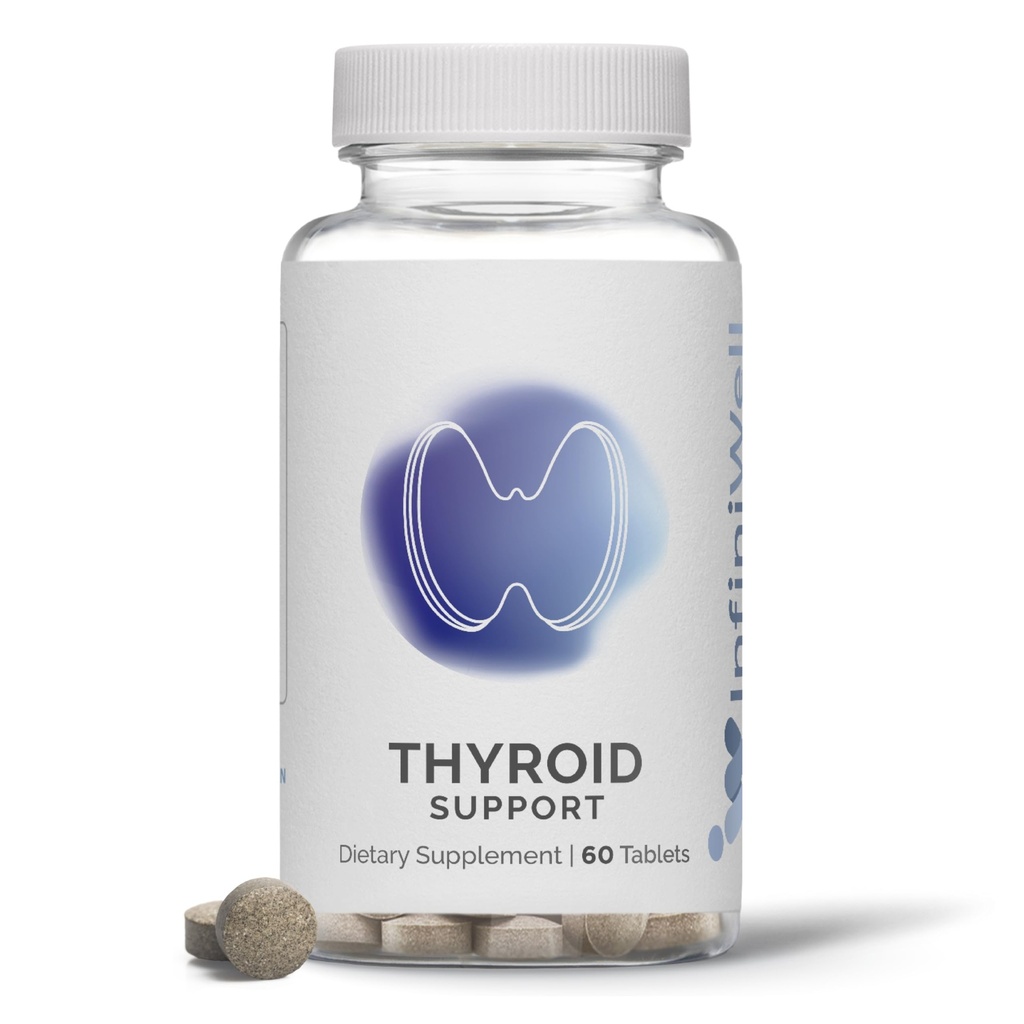 InfiniWell Thyroid Support Complex - Målrettet Thyroid Supplement - Promote Hormone Signaling, Metabolic Health & Mitokondriel energiproduktion - med jod, Selen & mere (60 tabletter)