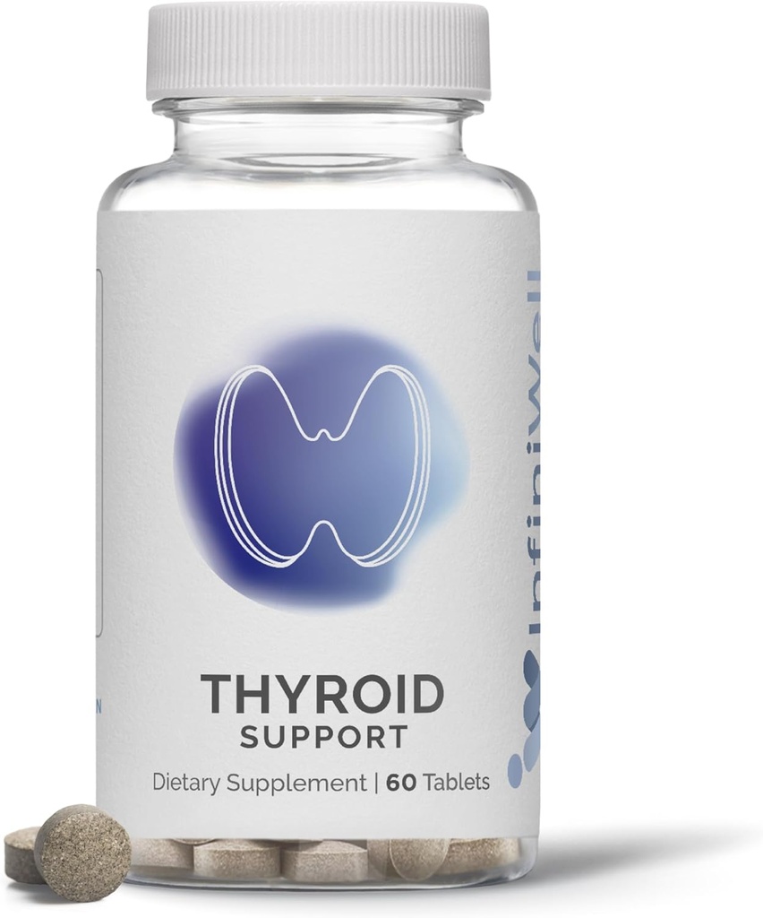 InfiniWell Thyroid Support Complex - Målrettet Thyroid Supplement - Promote Hormone Signaling, Metabolic Health & Mitokondriel energiproduktion - med jod, Selen & mere (60 tabletter)