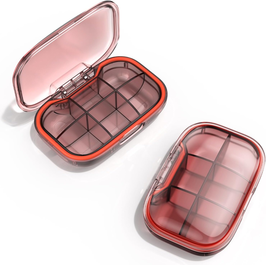 6 Segment Travel Pill Box, Pill Organizer Fugt Bevis Pill Case, Lille Pill Box til Pocket Purse, Daglig Portable Medicin Vitamin Box, Fisk Oil Box, Supplement Box (Orange)