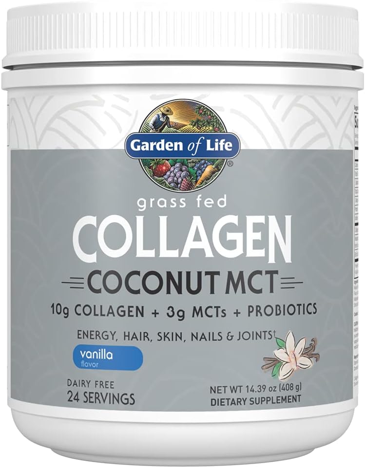 Have of Life Grass Fed Collagen Coconut MCT Powder - Vanilla, 24 Servering, Collagen Powder for Energy Hir Skin Nails Joints, Collagen Peptider Powder, Coconut MCT, Collagen Protein Kosttilskud