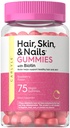 Carlyle hår hud og negle Vitaminer; 75 Gummier • 124; med biotin og kollagen • 124; Gummy supplement til kvinder • 124; Strawberry Flavor • 124; Non-GMO, Gluten Free