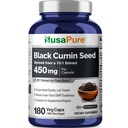 NusaPure Full Spectrum Black Cumin Seed 10: 1 Extract, 450 mg Ækvivalent med 4, 500 mg 180 Veggie Powder Caps Non- GMO, Vegan Non- Oil