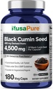 NusaPure Full Spectrum Black Cumin Seed 10: 1 Extract, 450 mg Ækvivalent med 4, 500 mg 180 Veggie Powder Caps Non- GMO, Vegan Non- Oil