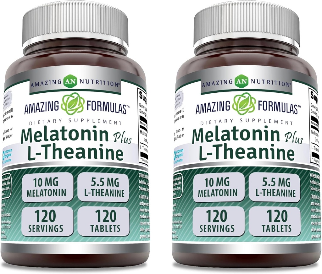 Amazing Formulas Melatonin 10 Mg Plus L- Theanine 5,5 Mg Supplement XX 124; 120 tabletter