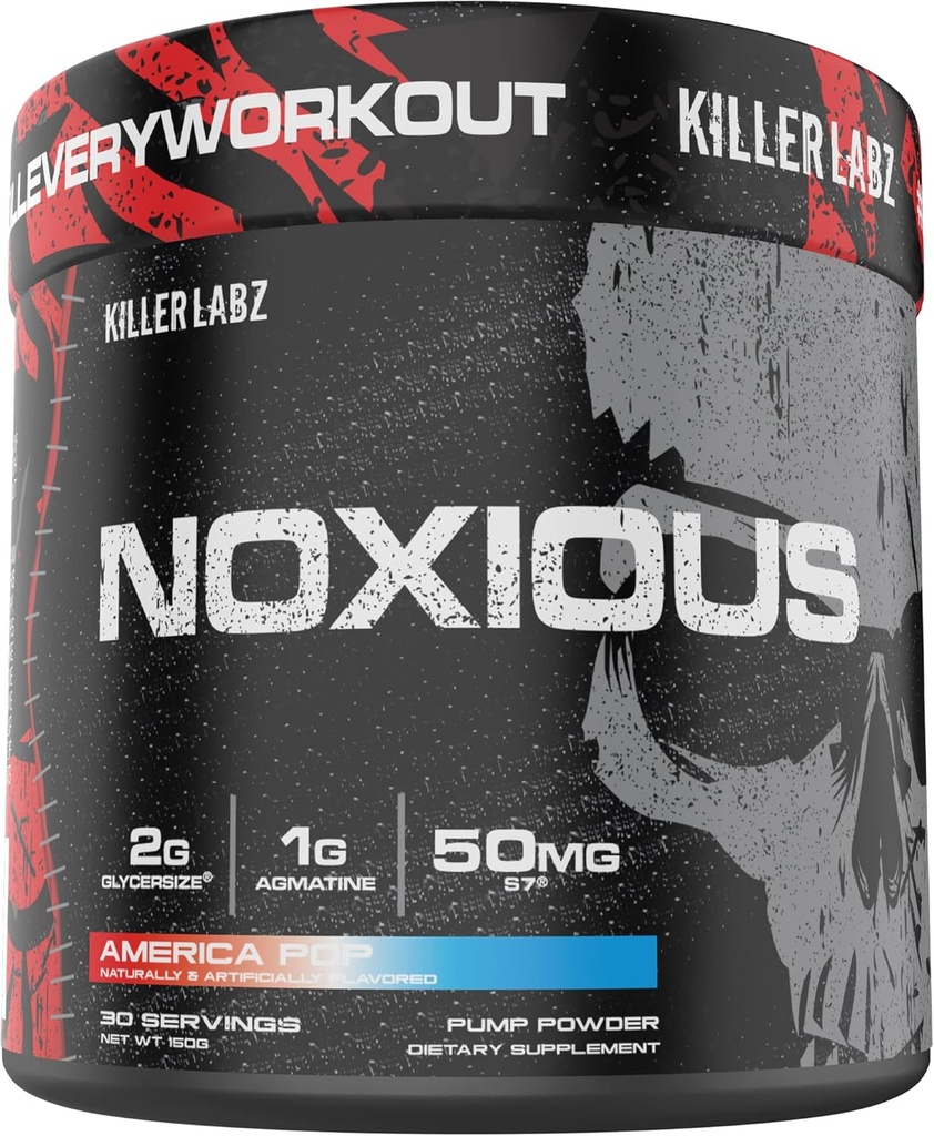 Noxious ekstrem nitrogenoxid Booster Pump Pre- workout pulver Buddy 124; Endurance og Muscle Building Buddy 124; 30 Servere (America Pop)
