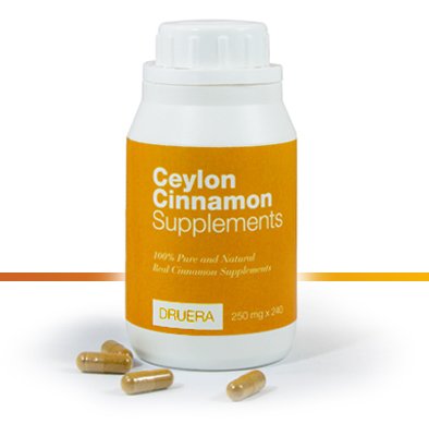 Dru Era Ceylon Cinnamon Kosttilskud 250 mg X 240 Kapsler med 100% Alba Ceylon Cinnamon Powder & Shiped from Ceylon by DRUERA (1)