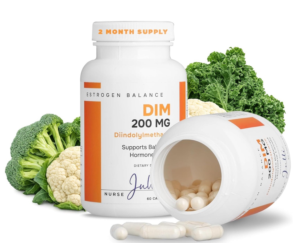 DIM Østrogen supplement til kvinder - Hormonbalance & Harmony Support til menopause, PCOS & Hormonal Acne med antioxidant egenskaber - 200 Mg, 60 Greve (pakke med 1)