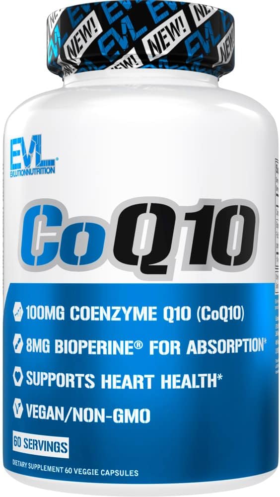 EVL High Absorption CoQ10 100mg - Advanced Antioxidant Coenzym Q10 Supplement for Health Brain Support Energy Production and Sund Aging - CoQ10 med Bioperine Health Supplement