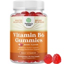 Potent vitamin B6 Gummier for voksne - Potent vitamin B Complex Kosttilskud til mænd og kvinder til nervesystem Support Mood & Immunsystem - Vegan Pyridoxin Chews for Energy & Metabolisme - 30 Ct