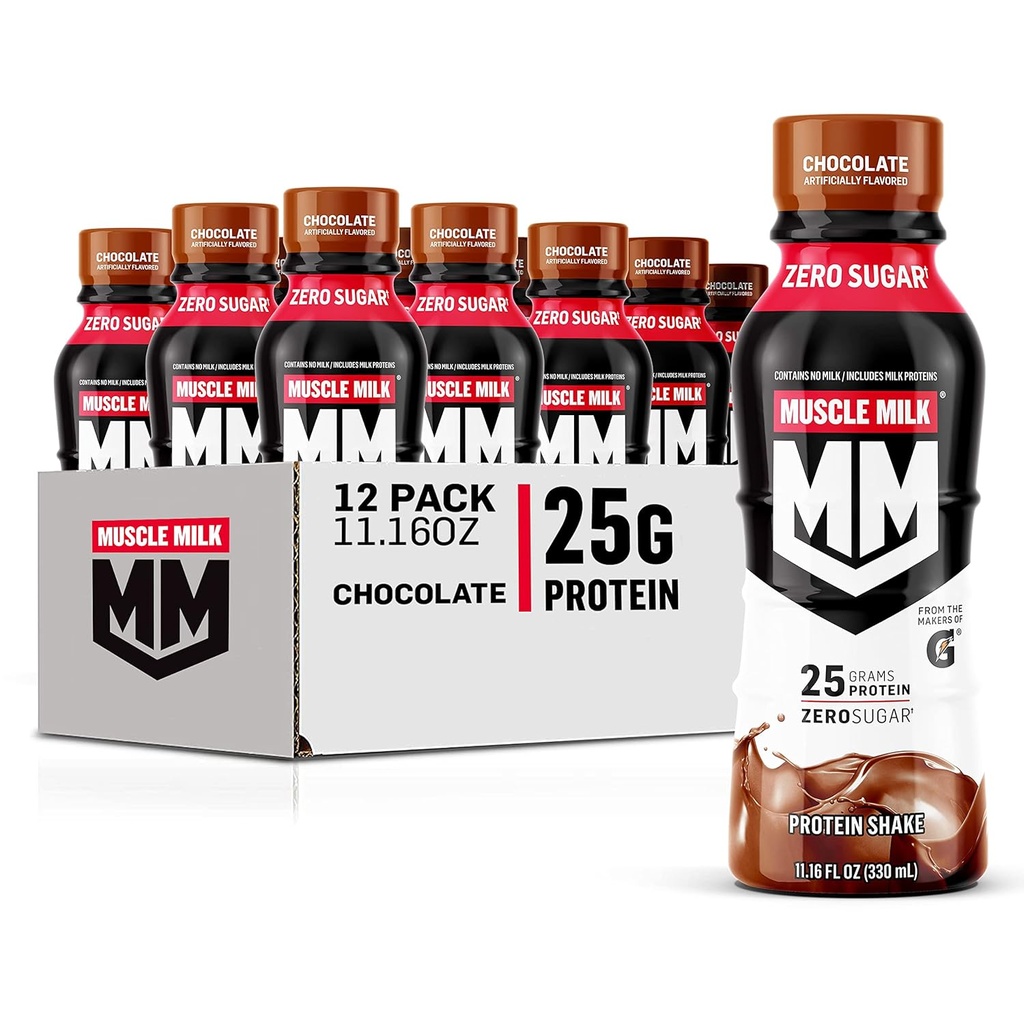 Muskelmælk Ægte Protein Shake, Chokolade, 25g Protein, 11.16 Fl Oz (pakning med 12), Packaging May Vary