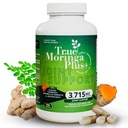 True Moringa Plus + fælles støtte supplement 10: 1 Uddrag 124; 20,000mg af økologiske Moringa, gurkemeje Curcumin, Ingefær, Boswellia, BioPerine, 124; Ekstra styrke urteantioxidant til voksne (150 kapsler)
