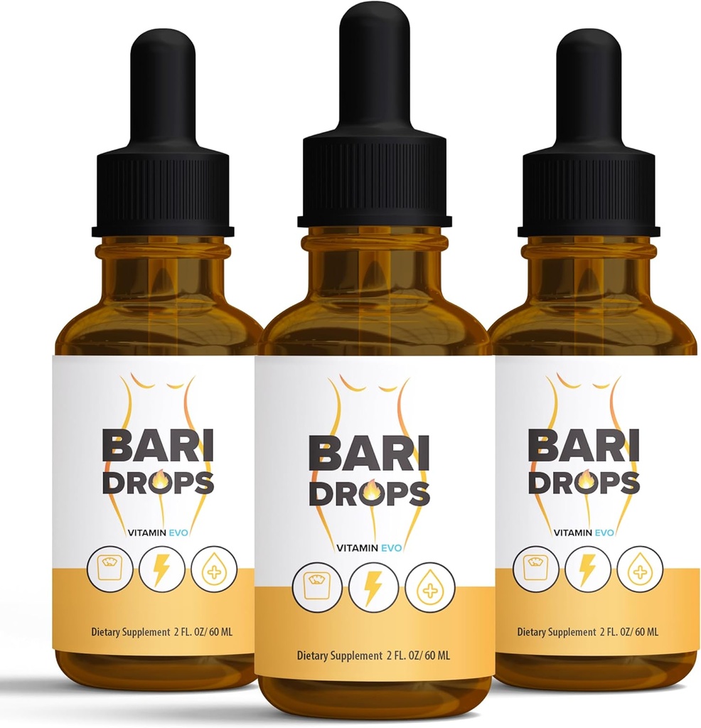 (3 Pack) Bari Drops, GLP-1, Bari Liquid Drops Supplement, BariDrops Liquids Extract Formel, Bari Liquid Drops Review, Premium Lion All Natural Formel, Green Flaske 3 Flasker 3 Måned Supply (6 Oz)